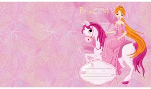 Redhead princess in a pink dress against pastel fuchsia leaf pattern backdrop