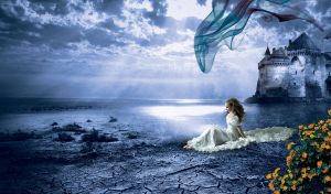 Young Girls by the Castles | Floral Hues at the Water's Edge | Sepia Toned