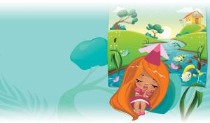 Enchanted Tales | Cartoon Princesses and Castles on Pastel | with Faded Edges