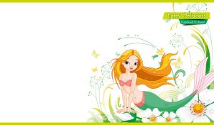 Little mermaid and cherokee rose against white background