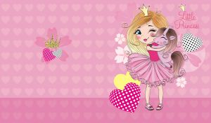 Little Princess | Dreams on Pink | Heart-patterned seamless background