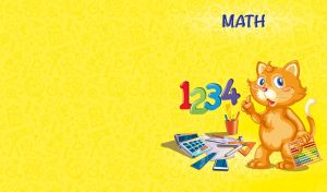 A red cartoon cat student in Math class against a yellow backdrop