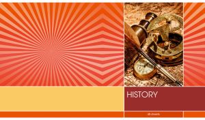 History notebook with a vintage set on an orange sunburst cover