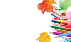 Autumn Education | School Stationery with Fall Leaves on White