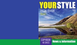 Mountain lake landscape on the cover of magazine special travel edition