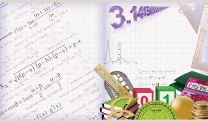 Algebra concept collage on white grid paper pattern