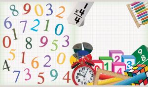 Mathematics concept collage on white grid paper pattern