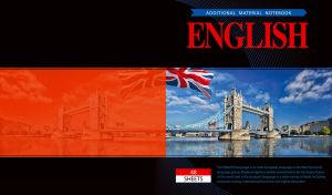 English notebook with the Tower Bridge on a black backdrop