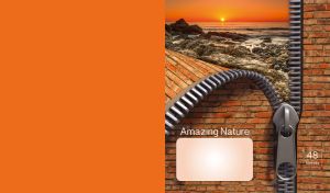 Evening landscape of a rocky seashore unzip behind the brick wall fabric