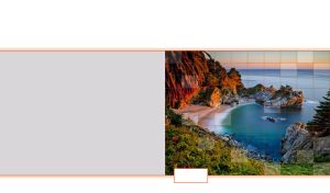 Checkered view on cozy bay at sunset on pastel gray and white backdrop