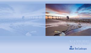 Bembridge Lifeboat Station under bright sunset on pastel navy backdrop