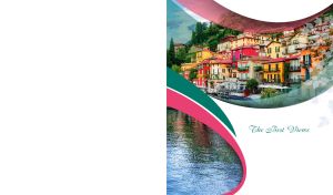 Varenna village on Lake Como in a wavy pattern frame on a white background