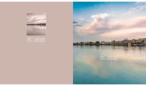 Serene lake under the cream pink clouds at dusk