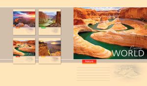 Panoramic shot of Lake Powell in Glen Canyon on pastel grey and yellow