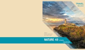 Beige travel guide cover featuring Fanad Head lighthouse at golden hour