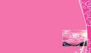 Miniature of snowy peaks and pink clouds on a light pink background