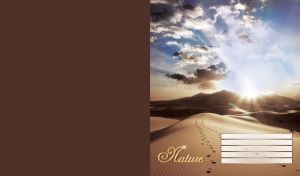 Two pairs of footprints in the sand dunes of a quiet desert at dawn