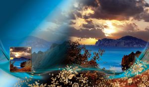 Golden Horizons | Nature's Tranquil Elegance with Golden Floral Decor