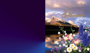 Mountains by the lake with colorful flowers