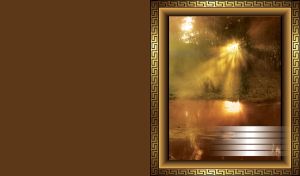 Picture of a forest in golden rays on the swamp on brown