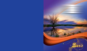 Wide landscape with blue hour tree reflection in lake and red wavy line overlay