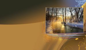 Autumn-Winter Melody | Framed Landscapes against Soft Gradient with Floral Pattern