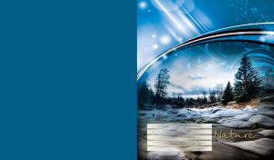 Melting snow by a riverbank in a spruce forest under a dome