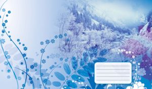 Frosty landscape with snowy tree forest