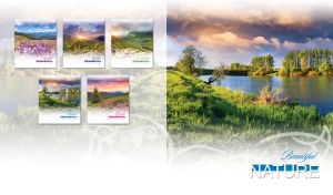 Lake view with side light on pastel white floral backdrop