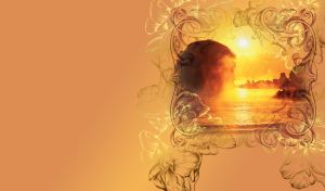 Misty Horizons | Sunlit Landscapes in Golden Lace Frames