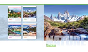 A mountain stream runs over brown stones against a snow-covered mountain range