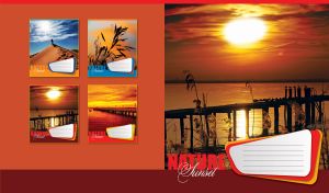 Silhouette of an abandoned old wooden pier at sunset on an ocher red background