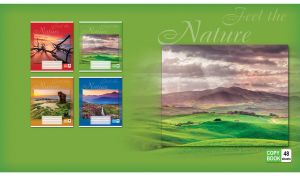 Spring valley on a gray cloudy day on a green background