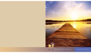 Wooden pier by the forest lake in the golden sunlight on beige