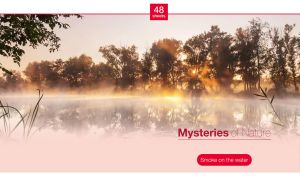 Sepia summer forest reflected in a mysterious foggy river at dusk