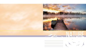 Boat at a pier, a dark forest and bright clouds reflected in a lake at dawn