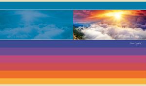 Sunrise above the clouds on a rainbow color palette backdrop