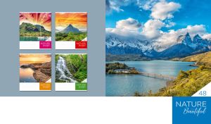 Bridge over a mountain lake on a green-grey background