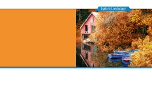 Autumn landscape of a lake hut and boats hidden in the trees on orange and white