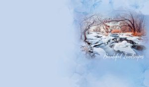 Beautiful landscape with a winter river in a pastel navy vignette