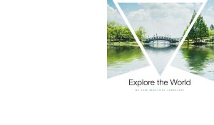 Arch bridge over a spring lake, presented in triangular frames on white