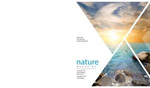 Dawn over the sea in geometric panels on a white backdrop