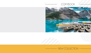 Wooden boats on an azure mountain lake on a white backdrop