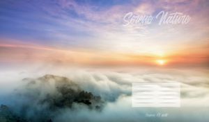 Serene nature scene of Thailand landscape covered by fog in golden hours