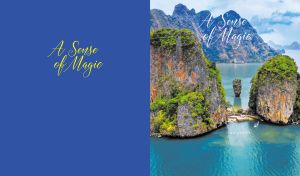 Tropical seascape with lush cliffs and magical blue waters