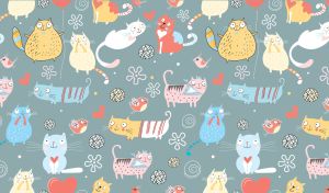 Cats come in all shapes and colors seamless pattern