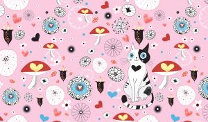 Whiskered Wonders | Feline Fantasies in Seamless Pastel Dreams