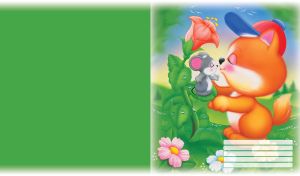 Ginger kitten in a baseball hat kisses a grey mouse on the flower in the garden