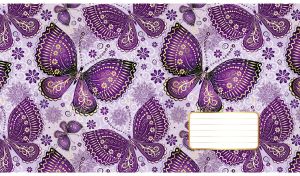 Seamless butterfly pattern with a golden floral decor on pastel purple