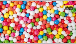 Super fresh multicolored delicious candy balls close-up view